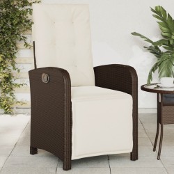 Chaise inclinable de jardin repose-pied marron résine tressée 556753556753