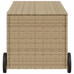 Boîte de rangement de jardin et roues mélange beige 190L rotin 556754556754
