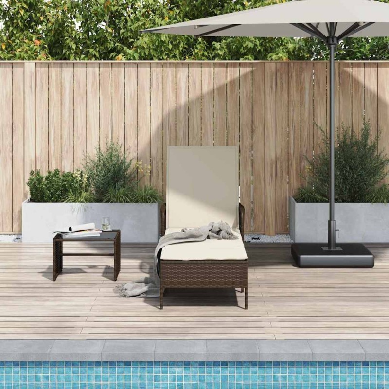 Transat Marron et crème blanche 55 x 200 x 92 cm polyrotin 556755556755