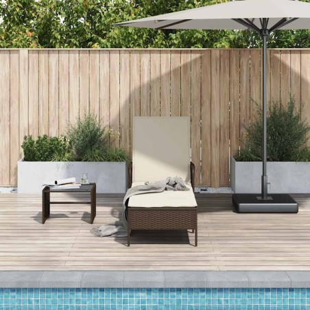 Transat Marron et crème blanche 55 x 200 x 92 cm polyrotin 556755556755