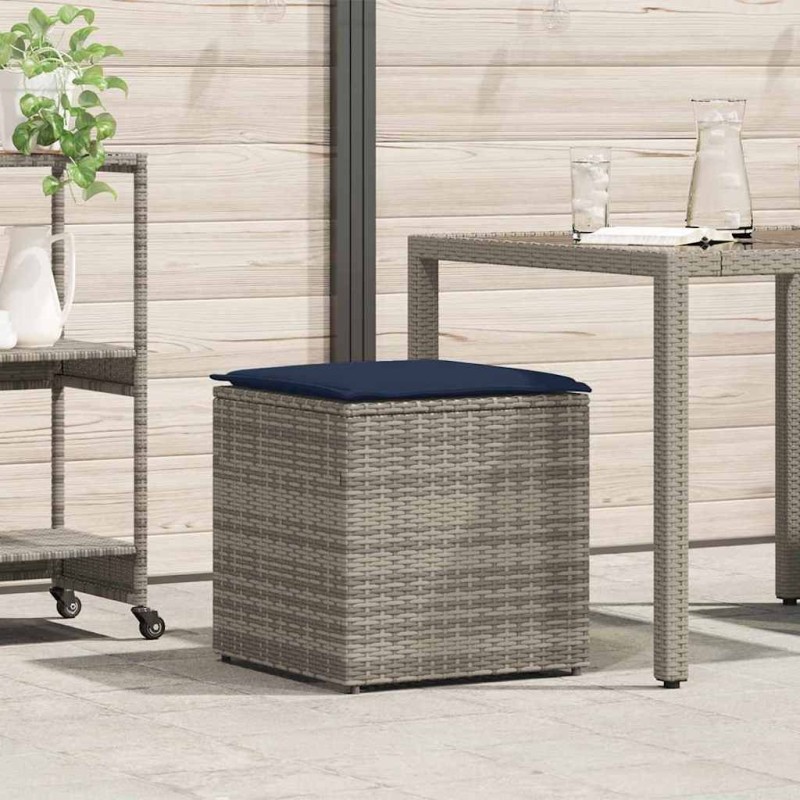 Boîte à coussins avec stockage Gris 50 x 50 x 50 cm polyrotin 556756556756