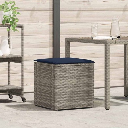 Boîte à coussins avec stockage Gris 50 x 50 x 50 cm polyrotin 556756556756