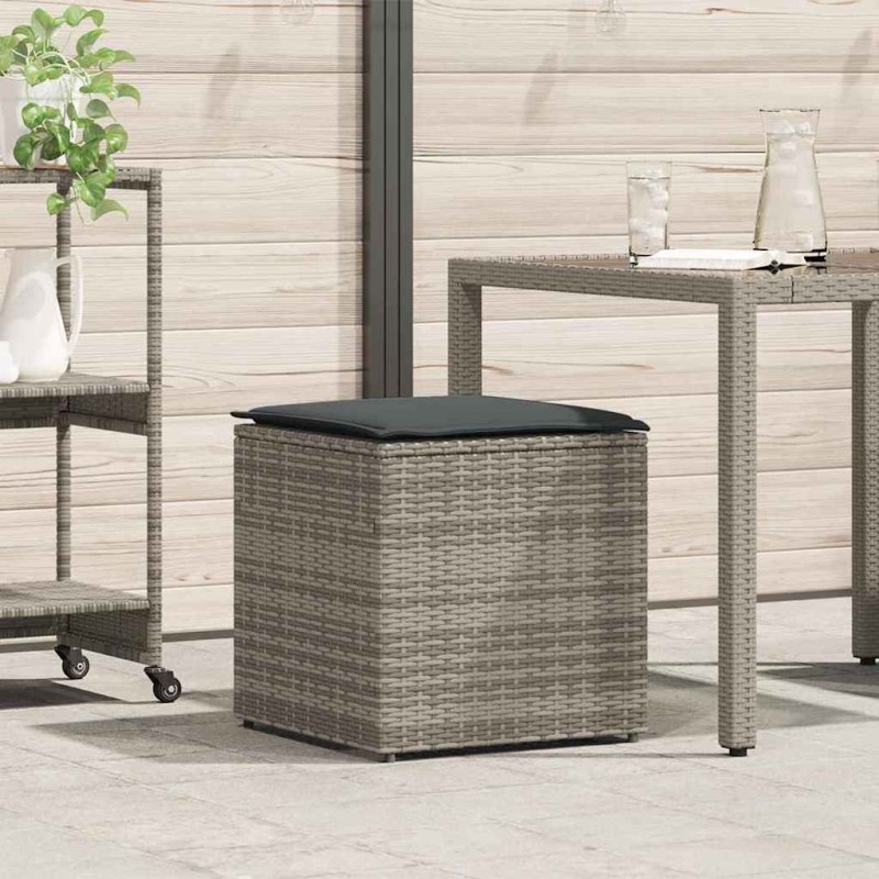 Boîte à coussins avec stockage Gris 50 x 50 x 50 cm polyrotin 556757556757