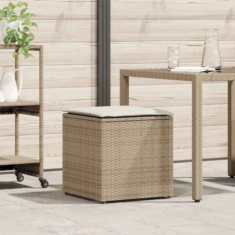 Boîte à coussins avec stockage Beige 50 x 50 x 50 cm polyrotin 556758556758