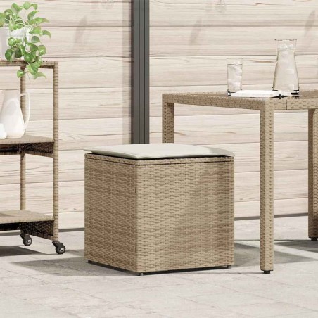 Boîte à coussins avec stockage Beige 50 x 50 x 50 cm polyrotin 556758556758