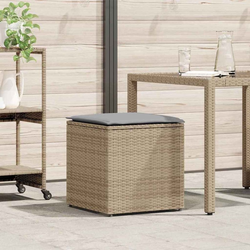 Boîte à coussins avec stockage Beige 50 x 50 x 50 cm polyrotin 556760556760