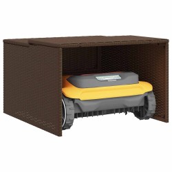 Garage pour robot tondeuse marron 86x90x52/57 cm résine tressée 556761556761