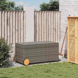 Boîte de rangement de jardin et roues gris 190L résine tressée 556762556762