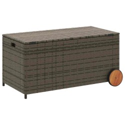 Boîte de rangement de jardin et roues gris 190L résine tressée 556762556762