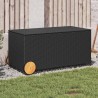 Boîte de rangement de jardin et roues noir 190L résine tressée 556766556766