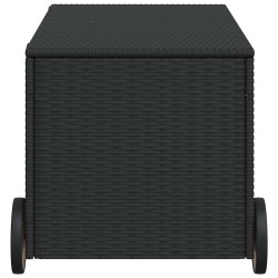 Boîte de rangement de jardin et roues noir 190L résine tressée 556766556766