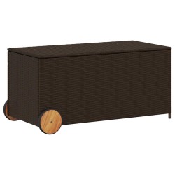 Boîte de rangement de jardin et roues marron 190L poly rotin 556767556767