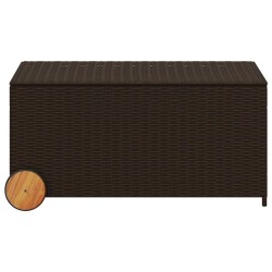 Boîte de rangement de jardin et roues marron 190L poly rotin 556767556767