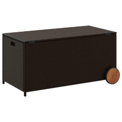 Boîte de rangement de jardin et roues marron 190L poly rotin 556767556767