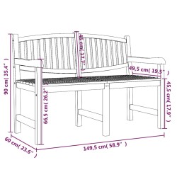 Banc de jardin 149,5x60x90 cm bois de teck solide 556771556771