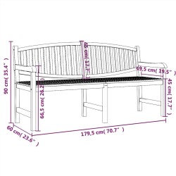 Banc de jardin 179,5x60x90 cm bois de teck solide 556776556776