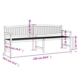 Banc de jardin 228x59,5x90 cm bois de teck solide 556778556778