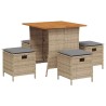 Ensemble à manger de jardin avec coussins 5pcs Beige poly rotin 556787556787