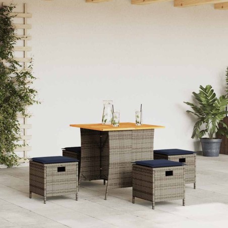 Ensemble à manger de jardin 5 pcs coussins gris résine tressée 556788556788