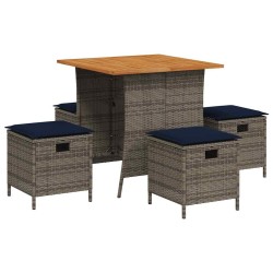 Ensemble à manger de jardin 5 pcs coussins gris résine tressée 556788556788