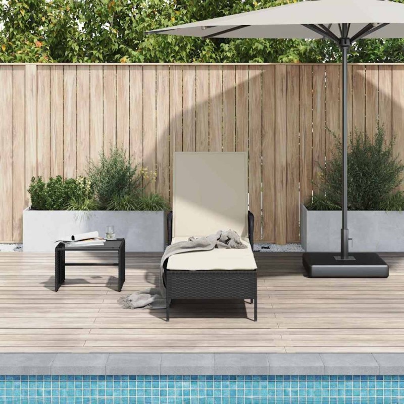 Transat Noir et blanc crème 55 x 200 x 92 cm polyrotin 556789556789