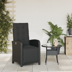 Chaise inclinable de jardin et repose-pied noir résine tressée 556792556792