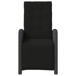 Chaise inclinable de jardin et repose-pied noir résine tressée 556792556792