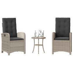 Ensemble de bistro 3 pcs et coussins gris clair résine tressée 556793556793