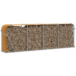 Porte-bûches aspect bois 300x45x100 cm acier galvanisé 556794556794
