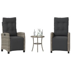 Ensemble de bistro 3 pcs avec coussins gris résine tressée 556798556798