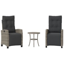 Ensemble de bistro 3 pcs avec coussins gris résine tressée 556798556798