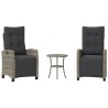 Ensemble de bistro 3 pcs avec coussins gris résine tressée 556798556798