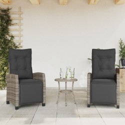 Ensemble de bistro 3 pcs avec coussins gris résine tressée 556798556798
