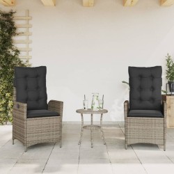 Chaises inclinables de jardin lot de 2 et coussins gris rotin 556799556799