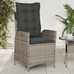 Chaises inclinables de jardin lot de 2 et coussins gris rotin 556799556799