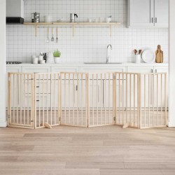 Barrière pour chien avec porte pliable 6 panneaux 300 cm Bois de peuplier 556874556874