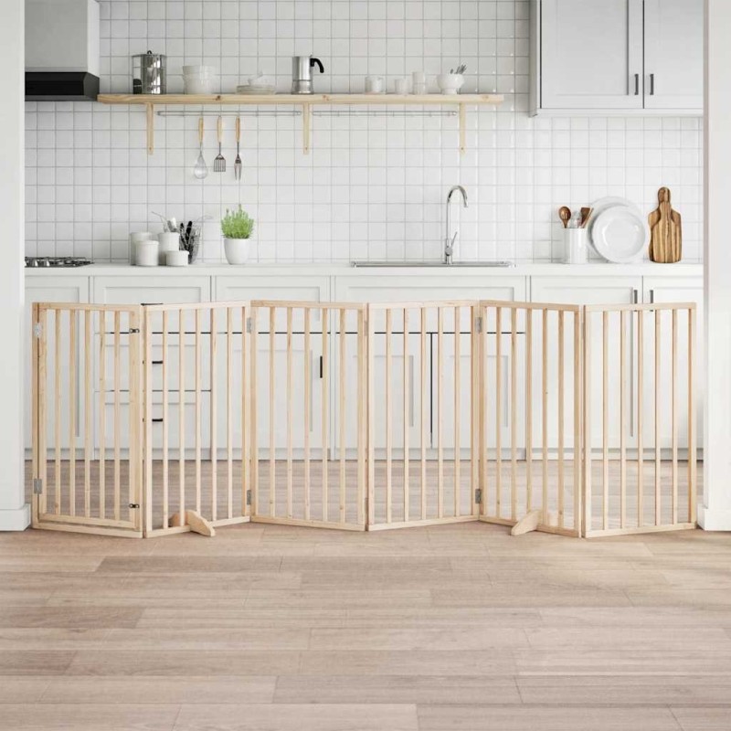 Barrière pour chien avec porte pliable 6 panneaux 300 cm Bois de peuplier 556874556874