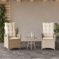 Chaises inclinables de jardin lot de 2 et coussins beige rotin 556915556915