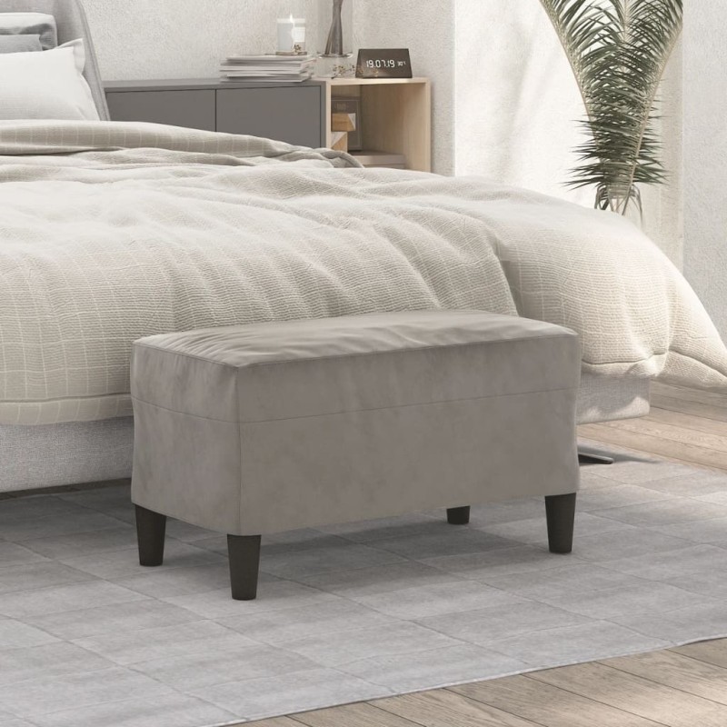 Banc Gris clair 70x35x41 cm Velours 556918556918