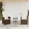 Ensemble de bistro 3 pcs avec coussins marron résine tressée 556948556948