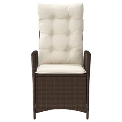 Ensemble de bistro 3 pcs avec coussins marron résine tressée 556948556948