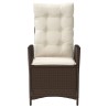 Ensemble de bistro 3 pcs avec coussins marron résine tressée 556948556948