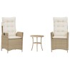 Ensemble de bistro 3 pcs avec coussins beige résine tressée 556949556949