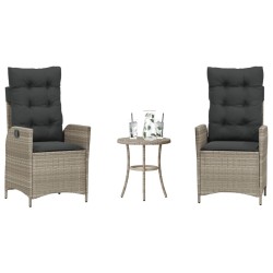 Ensemble de bistro 3 pcs et coussins gris clair résine tressée 556951556951
