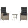 Ensemble de bistro 3 pcs et coussins gris clair résine tressée 556951556951