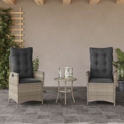 Ensemble de bistro 3 pcs et coussins gris clair résine tressée 556951556951