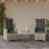 Ensemble de bistro 3 pcs et coussins gris clair résine tressée 556951556951