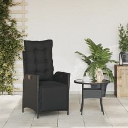 Chaise inclinable de jardin et repose-pied noir résine tressée 556953556953