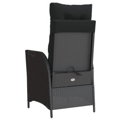 Chaise inclinable de jardin et repose-pied noir résine tressée 556953556953
