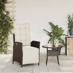 Chaise inclinable de jardin repose-pied marron résine tressée 556954556954